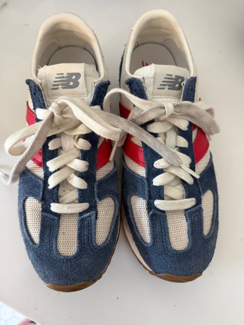 New Balance Kids Blue, White & Red Retro Runner Sneakers